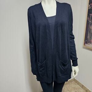 Matty M Cardigan Long Open Front 2 Large Pockets Size M